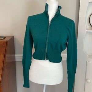 Urban Oufitters green dual zip cardigan size M